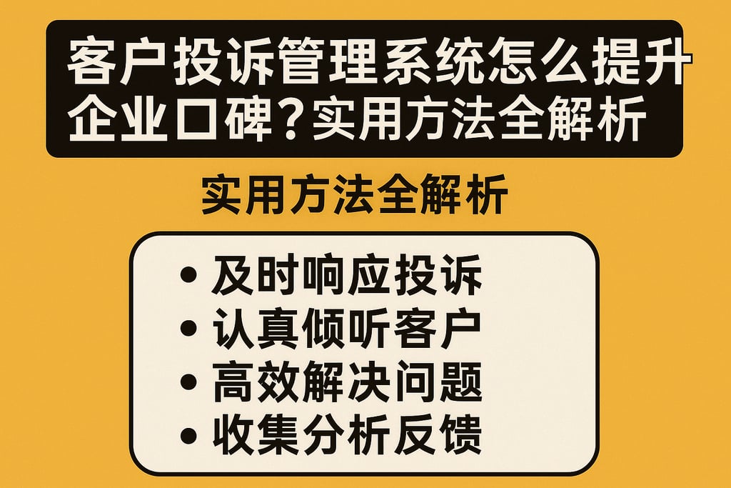 客户投诉管理系统怎么提升企业口碑？实用方法全解析