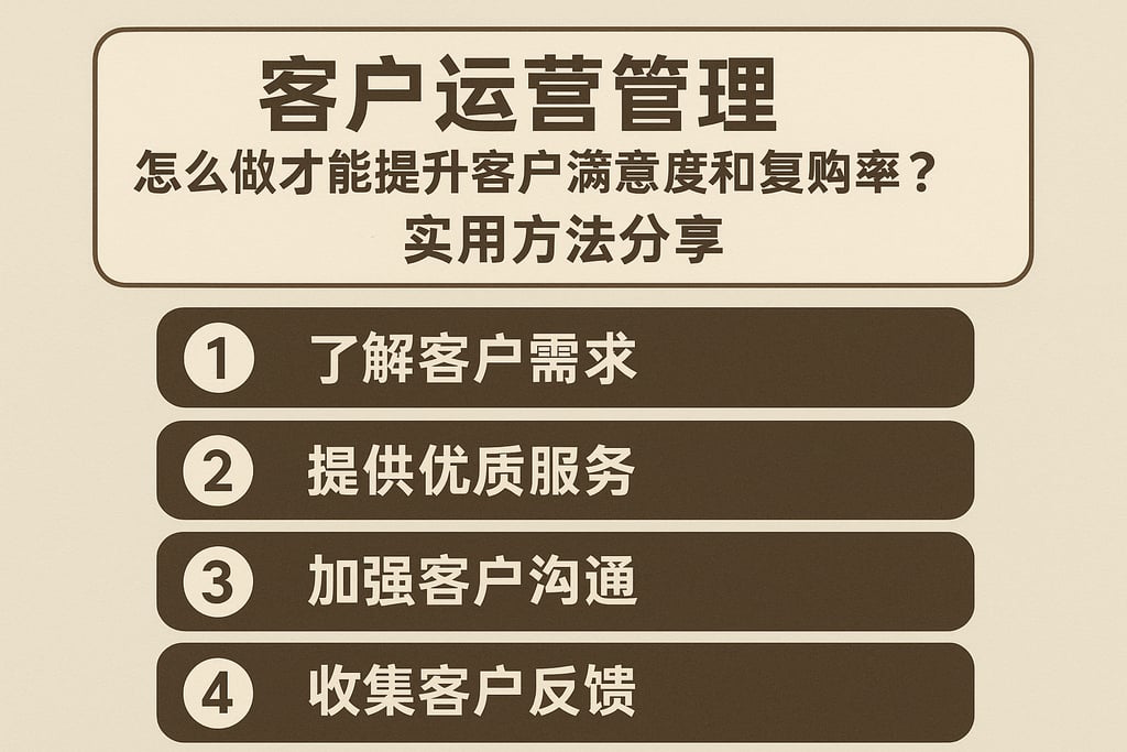 客户运营管理怎么做才能提升客户满意度和复购率？实用方法分享