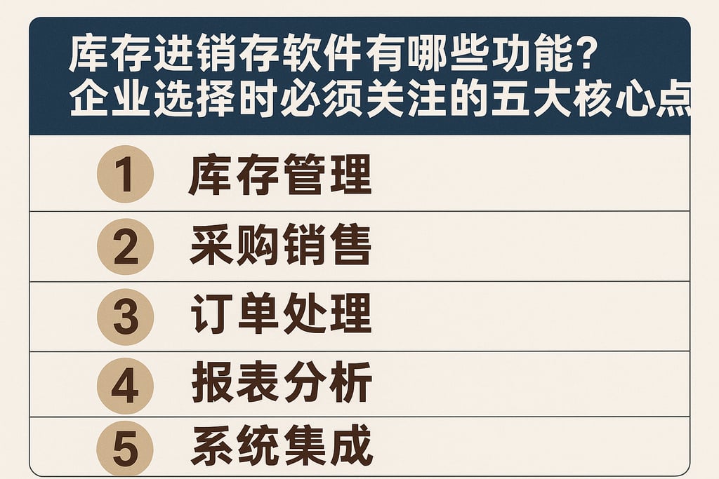 库存进销存软件有哪些功能？企业选择时必须关注的五大核心点