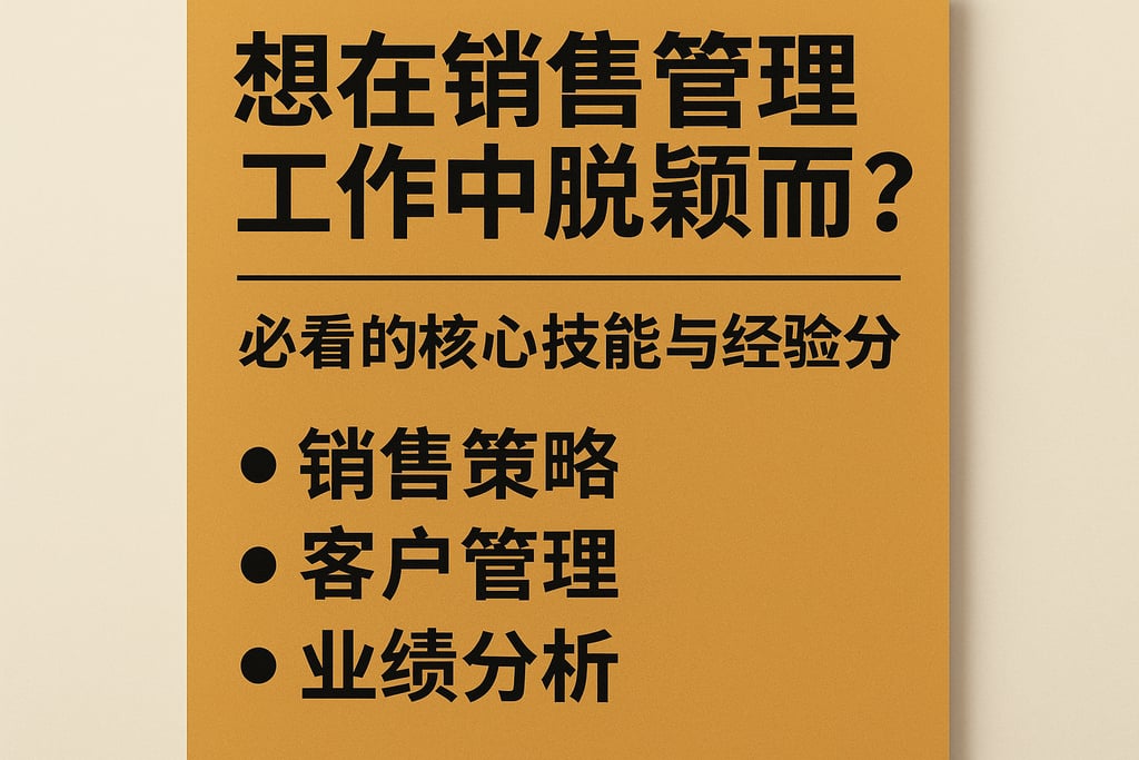 想在销售管理工作中脱颖而出？必看的核心技能与经验分享
