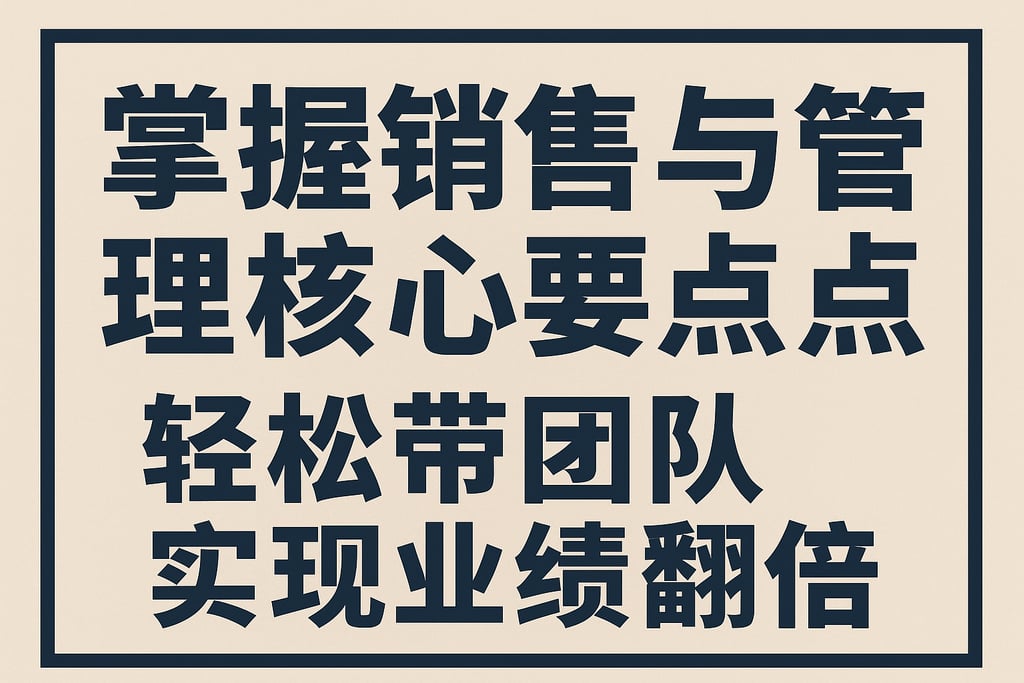 掌握销售与管理核心要点，轻松带团队实现业绩翻倍