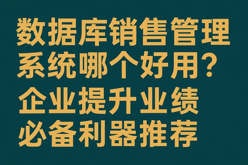 数据库销售管理系统哪个好用？企业提升业绩必备利器推荐