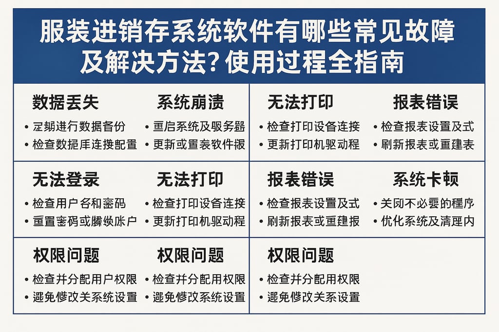 服装进销存系统软件有哪些常见故障及解决方法？使用过程全指南