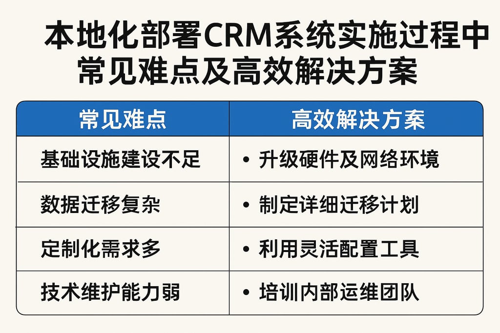 本地化部署CRM系统实施过程中常见难点及高效解决方案
