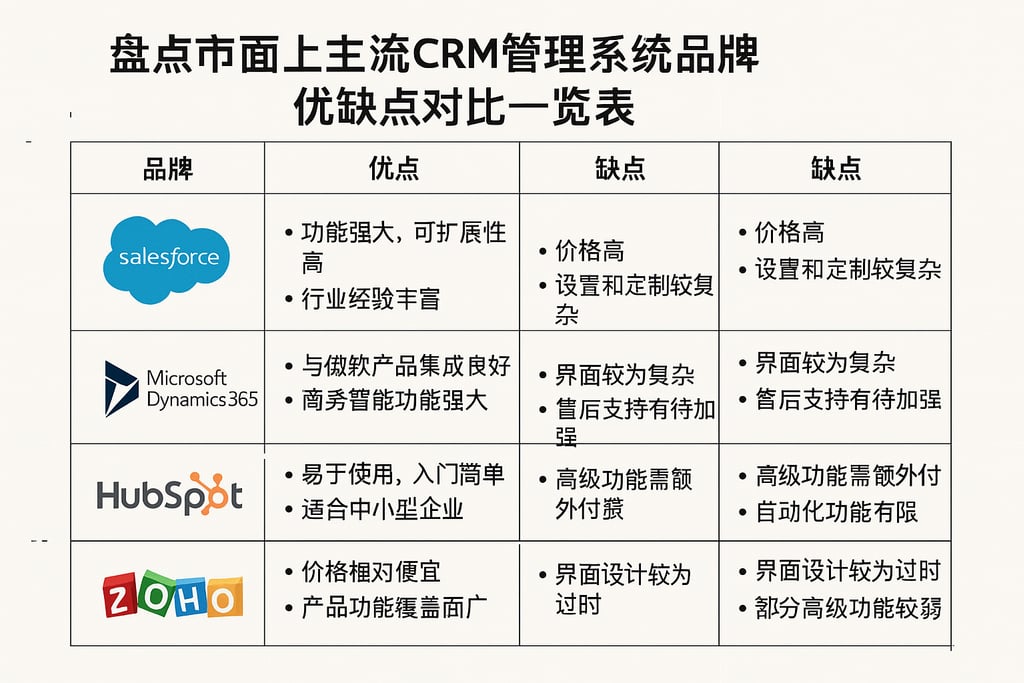 盘点市面上主流CRM管理系统品牌，优缺点对比一览表
