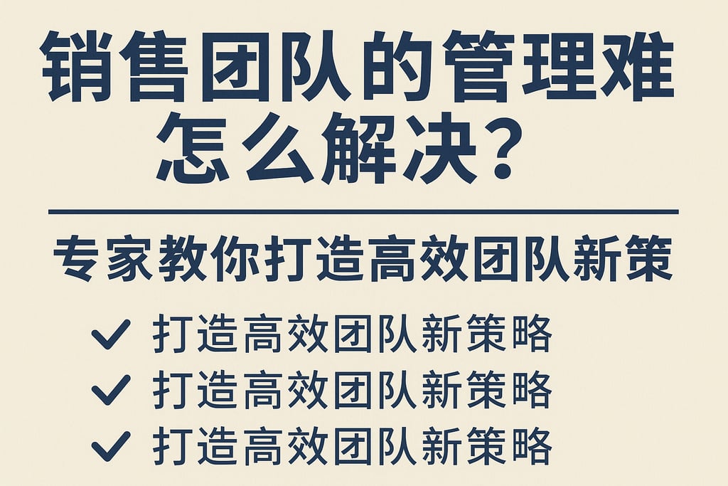 销售团队的管理难题怎么解决？专家教你打造高效团队新策略