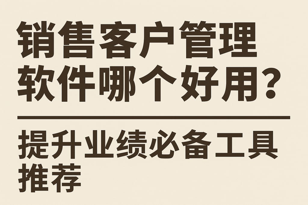销售客户管理软件哪个好用？提升业绩必备工具推荐