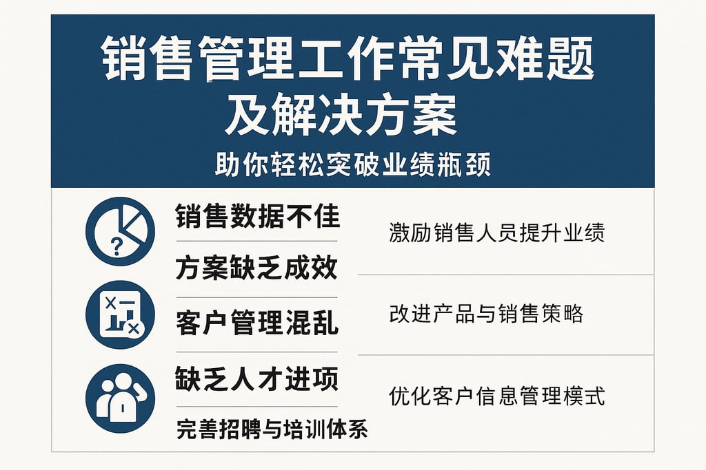 销售管理工作常见难题及解决方案，助你轻松突破业绩瓶颈