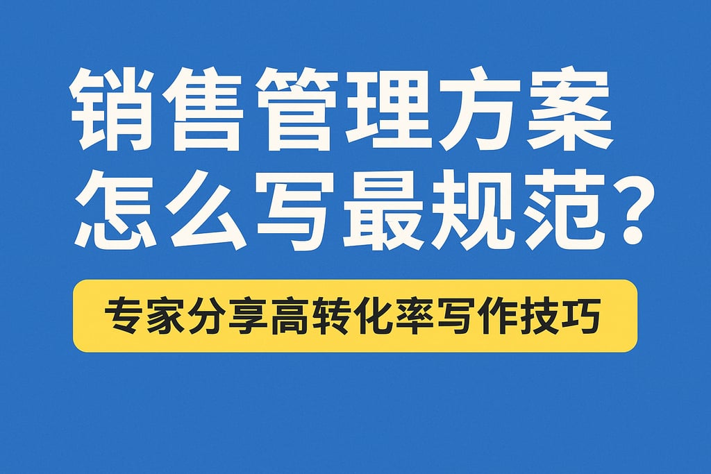 销售管理方案怎么写最规范？专家分享高转化率写作技巧
