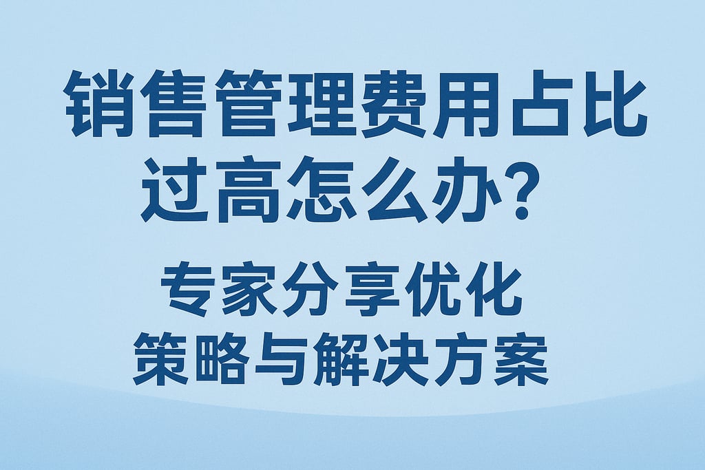 销售管理费用占比过高怎么办？专家分享优化策略与解决方案