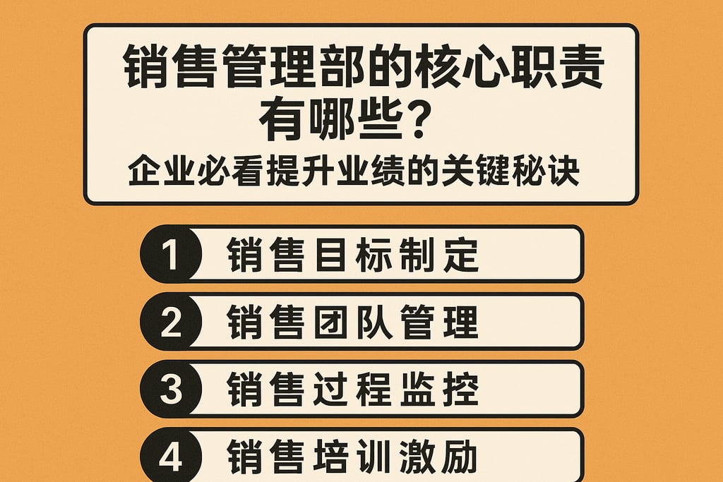 销售管理部的核心职责有哪些？企业必看提升业绩的关键秘诀
