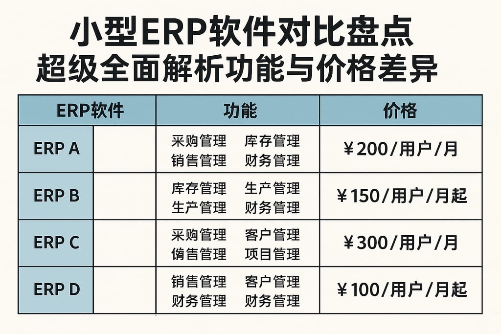 小型ERP软件对比盘点，超级全面解析功能与价格差异