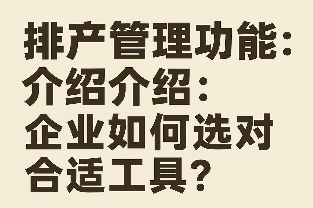 排产管理功能介绍：企业如何选对合适工具？