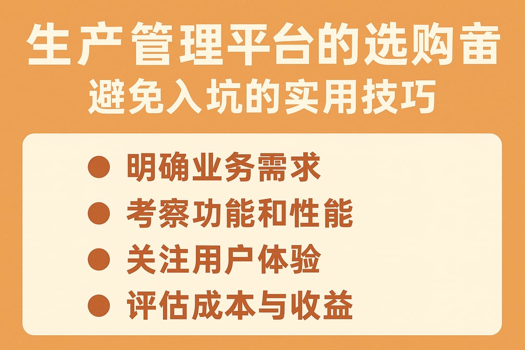 生产管理平台的选购指南：避免入坑的实用技巧