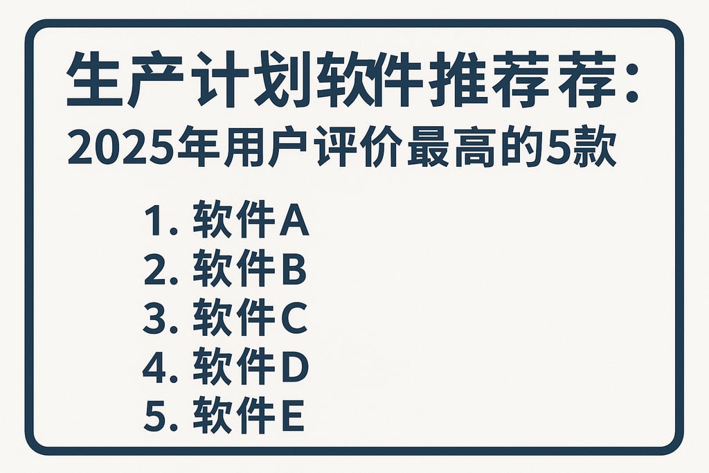 生产计划软件推荐：2025年用户评价最高的5款