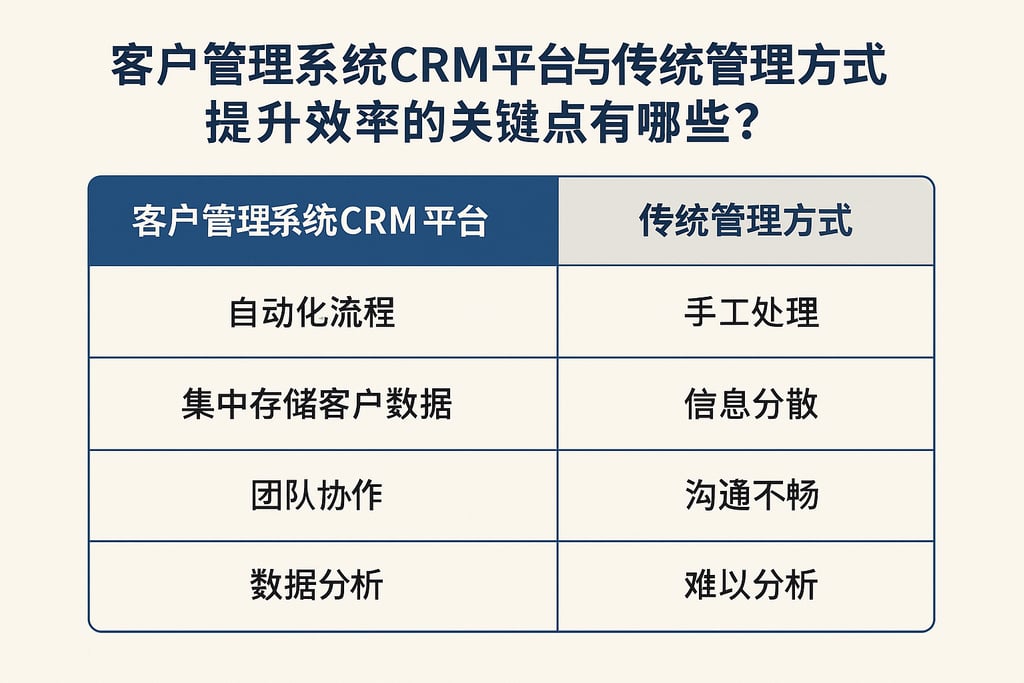 客户管理系统crm平台与传统管理方式对比，提升效率的关键点有哪些？