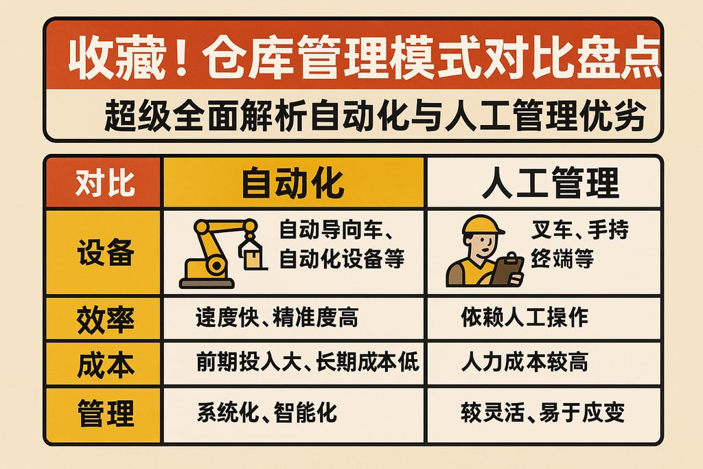 收藏！仓库管理模式对比盘点，超级全面解析自动化与人工管理优劣