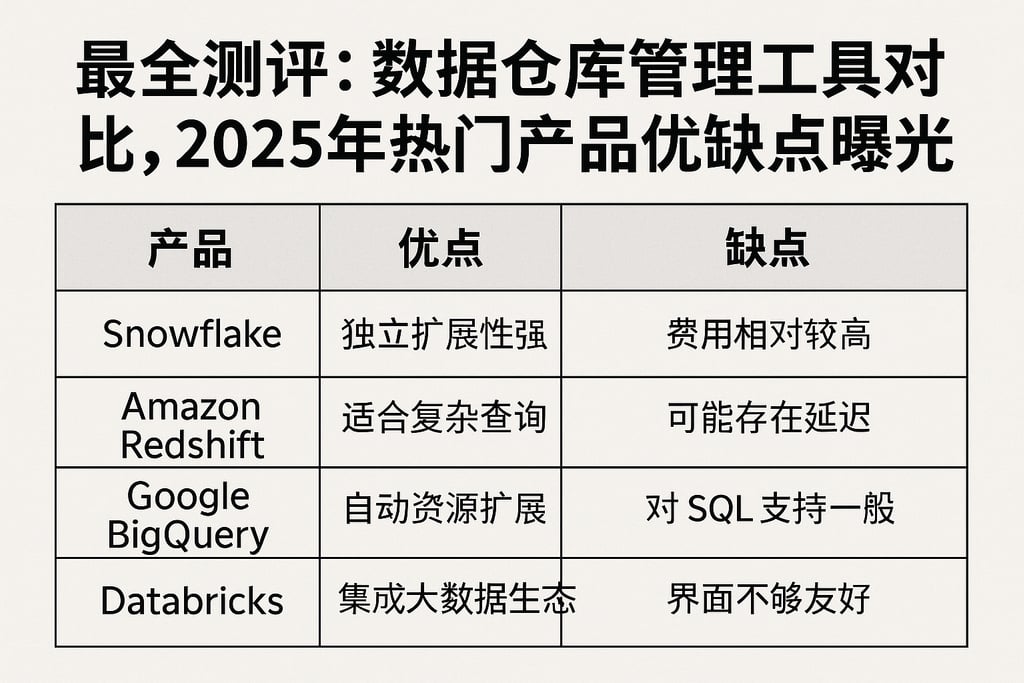 最全测评：数据仓库管理工具对比，2025年热门产品优缺点曝光