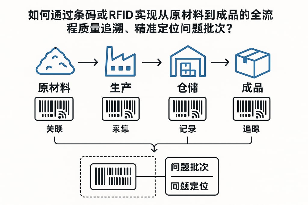 如何通过条码或RFID实现从原材料到成品的全流程质量追溯,精准定位问题批次? | 零代码企业数字化知识站