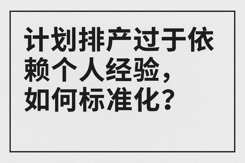 计划排产过于依赖个人经验，如何标准化？