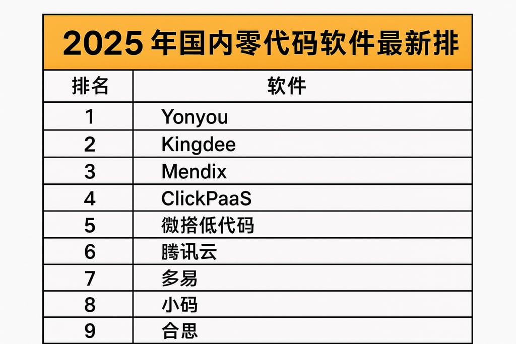 2025年国内零代码软件最新排名，前十名是哪些？