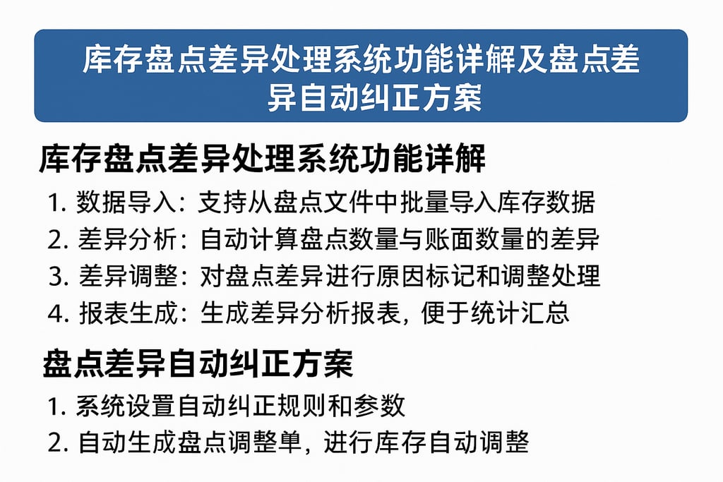 库存盘点差异处理系统功能详解及盘点差异自动纠正方案