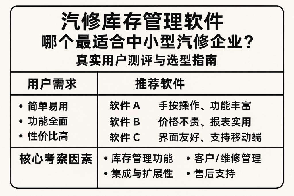 汽修库存管理软件哪个最适合中小型汽修企业？真实用户测评与选型指南