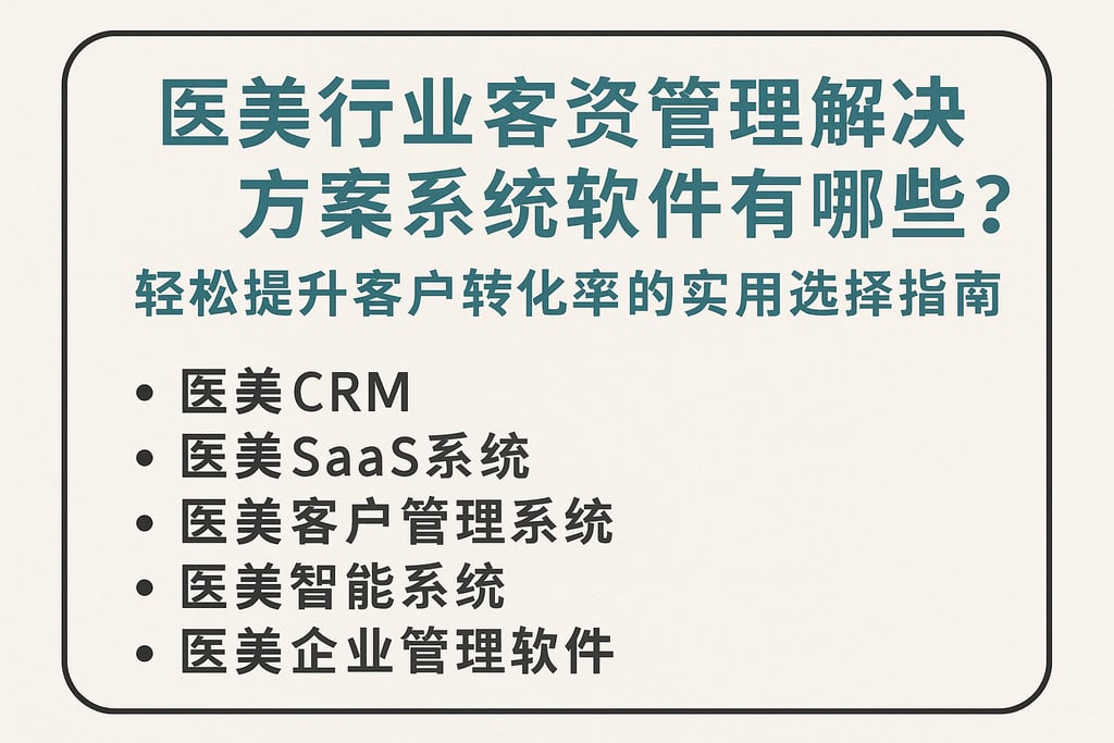 医美行业客资管理解决方案系统软件有哪些？轻松提升客户转化率的实用选择指南