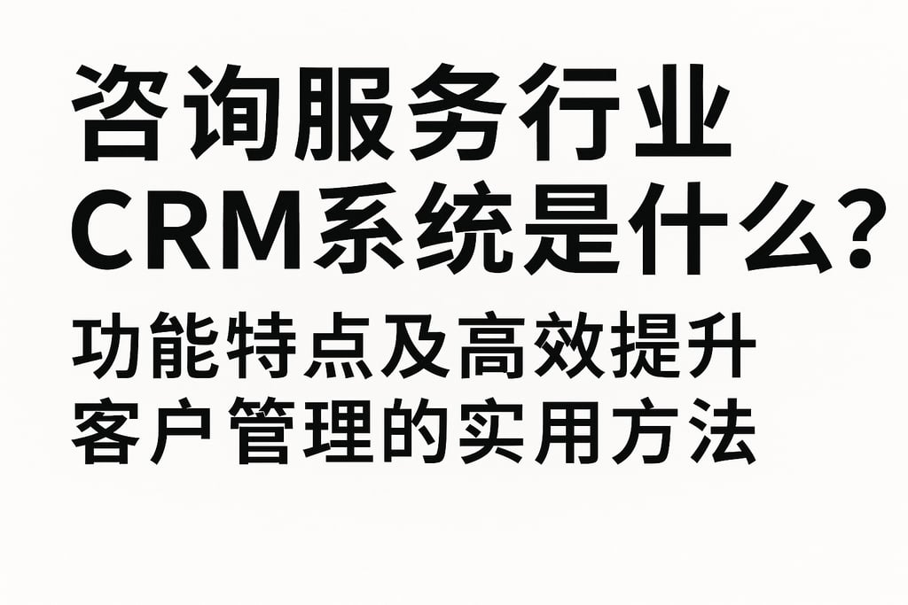 咨询服务行业CRM系统是什么？功能特点及高效提升客户管理的实用方法