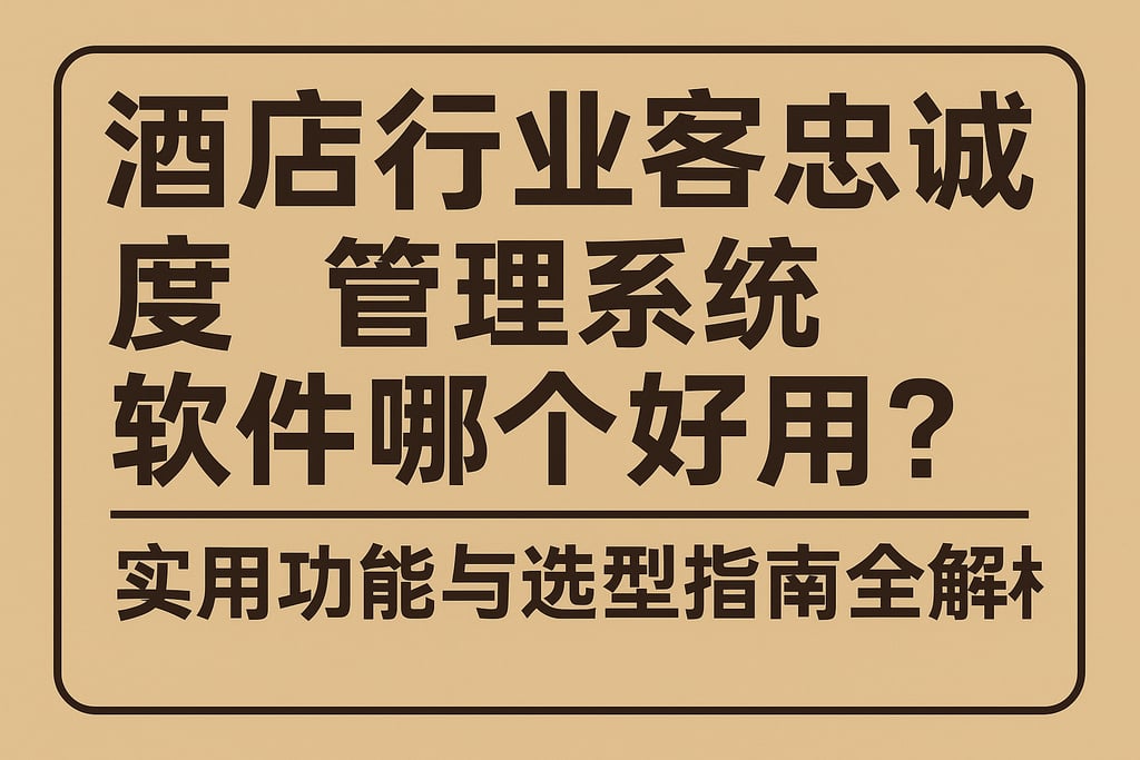 酒店行业客户忠诚度管理系统软件哪个好用？实用功能与选型指南全解析