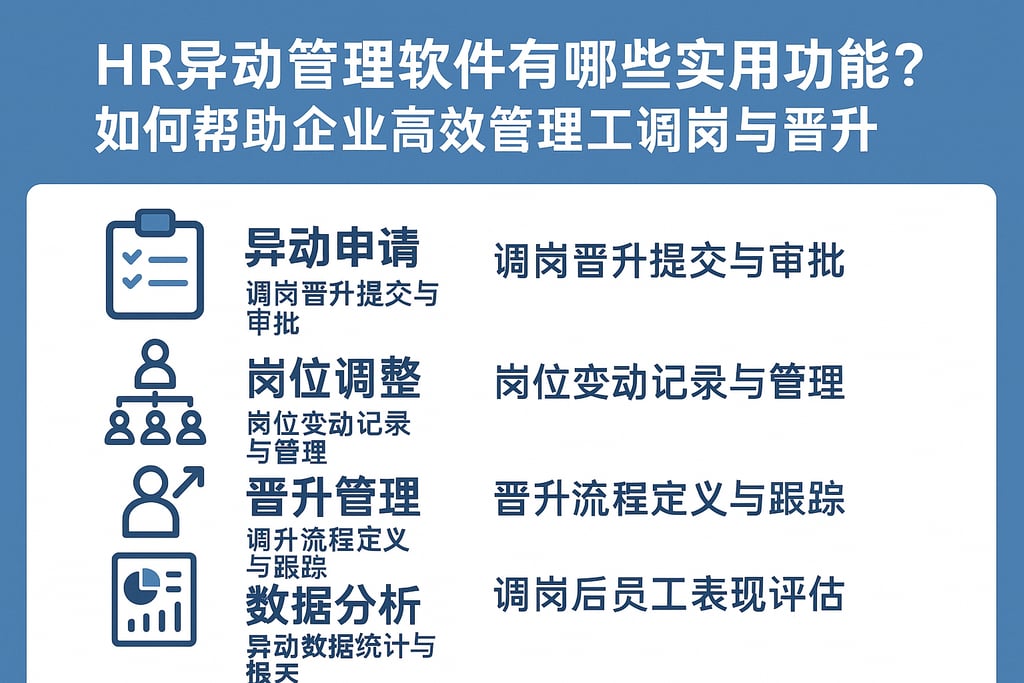 HR异动管理软件有哪些实用功能？如何帮助企业高效管理员工调岗与晋升
