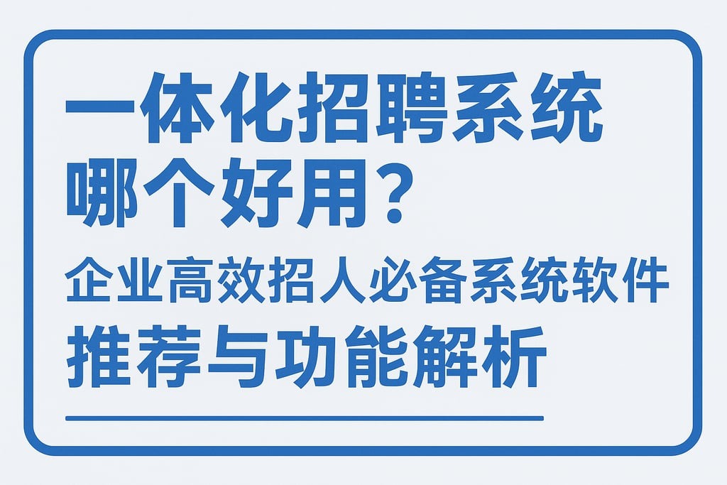 一体化招聘系统哪个好用？企业高效招人必备系统软件推荐与功能解析