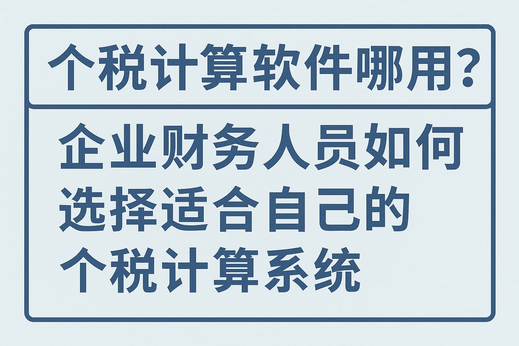 个税计算软件哪个好用？企业财务人员如何选择适合自己的个税计算系统