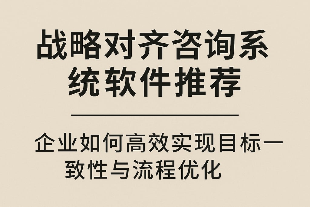 战略对齐咨询系统软件推荐：企业如何高效实现目标一致性与流程优化