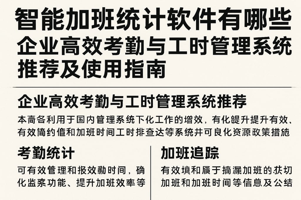 智能加班统计工具软件有哪些？企业高效考勤与工时管理系统推荐及使用指南
