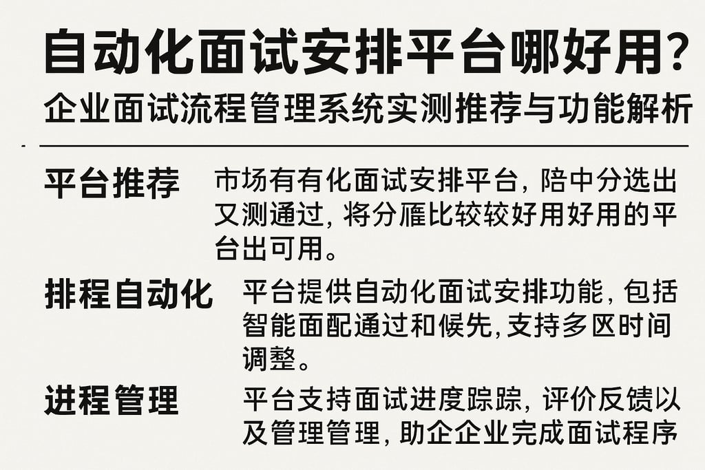 自动化面试安排平台哪个好用？企业面试流程管理系统实测推荐与功能解析