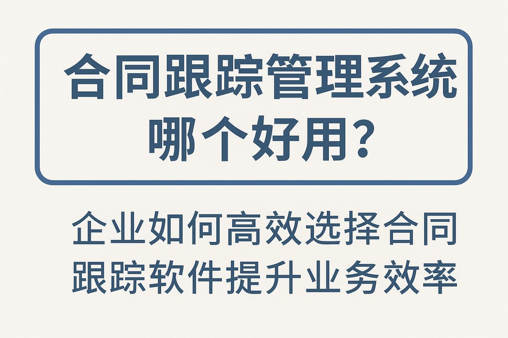 合同跟踪管理系统哪个好用？企业如何高效选择合同跟踪软件提升业务效率
