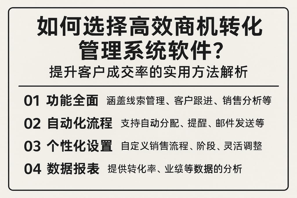 如何选择高效商机转化管理系统软件？提升客户成交率的实用方法解析