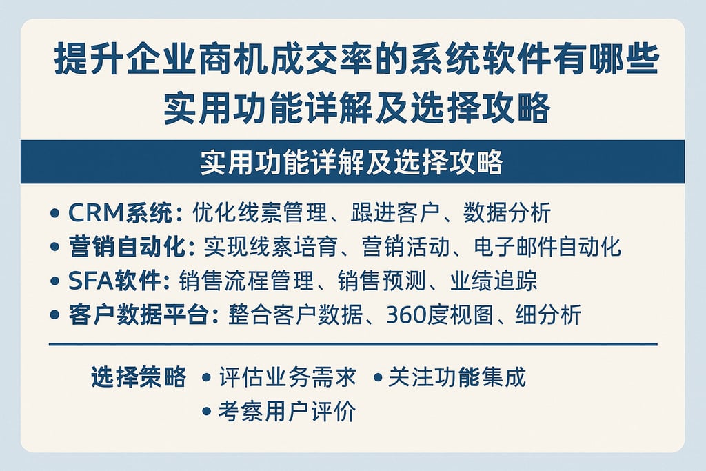 提升企业商机成交率的系统软件有哪些？实用功能详解及选择攻略
