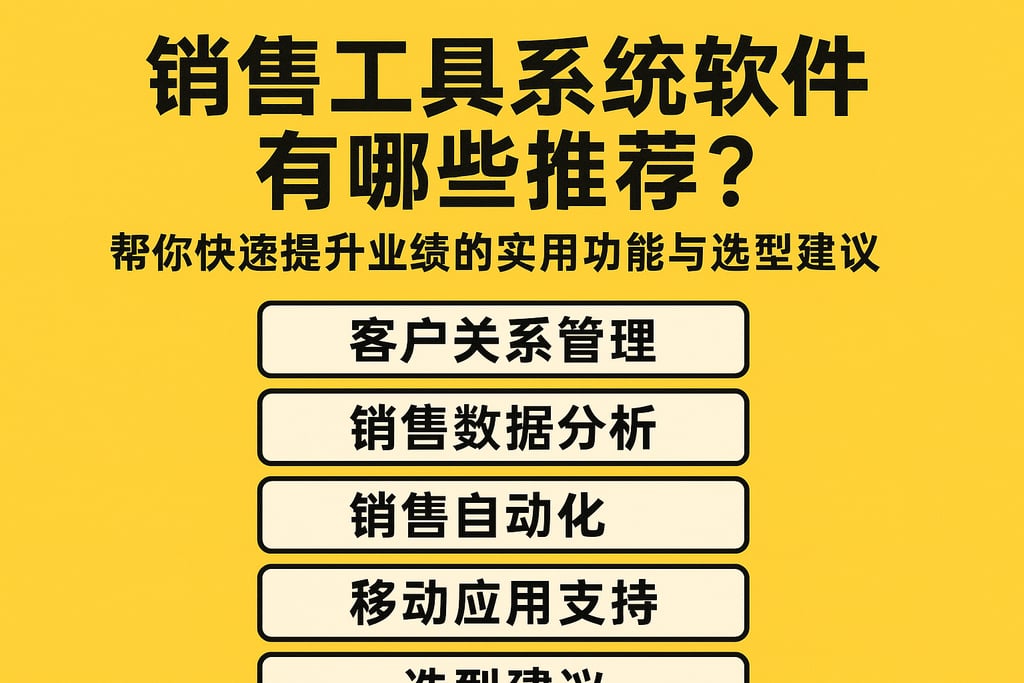 销售工具系统软件有哪些推荐？帮你快速提升业绩的实用功能与选型建议