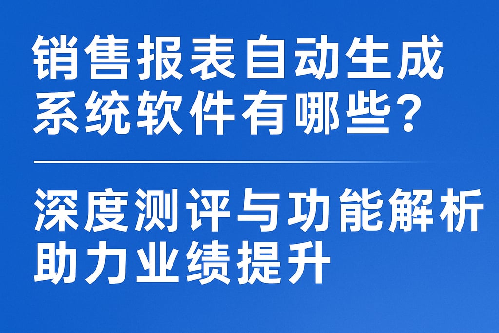 销售报表自动生成系统软件有哪些？深度测评与功能解析助力业绩提升