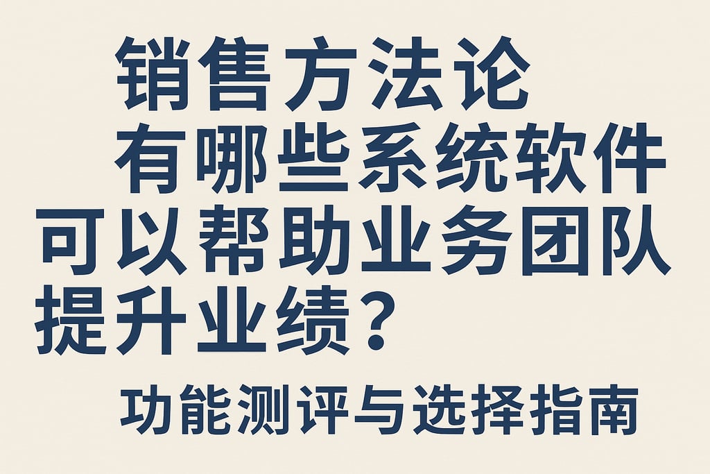 销售方法论有哪些系统软件可以帮助业务团队提升业绩？功能测评与选择指南