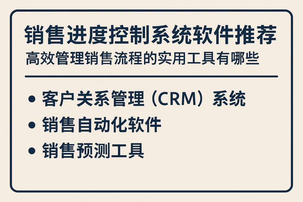 销售进度控制系统软件推荐：高效管理销售流程的实用工具有哪些