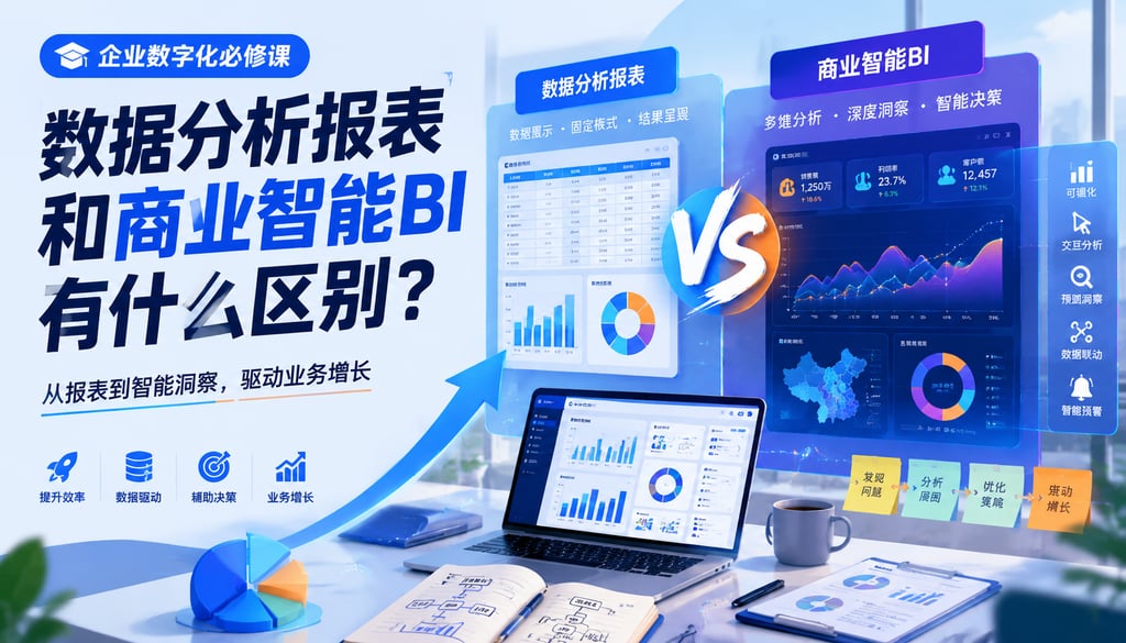 数据分析报表和商业智能BI有什么区别？企业数字化必修课