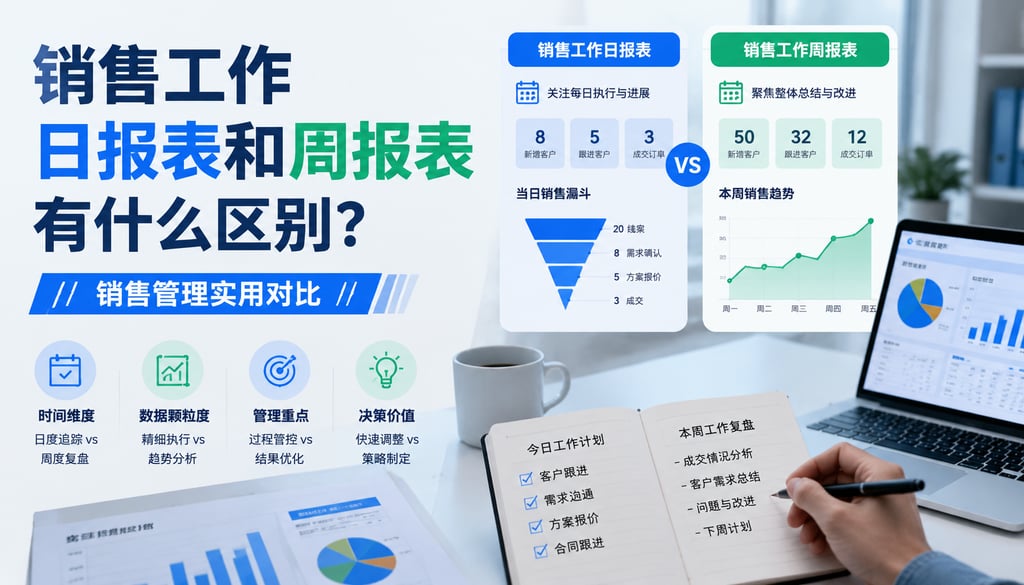 销售工作日报表和周报表有什么区别？销售管理实用对比