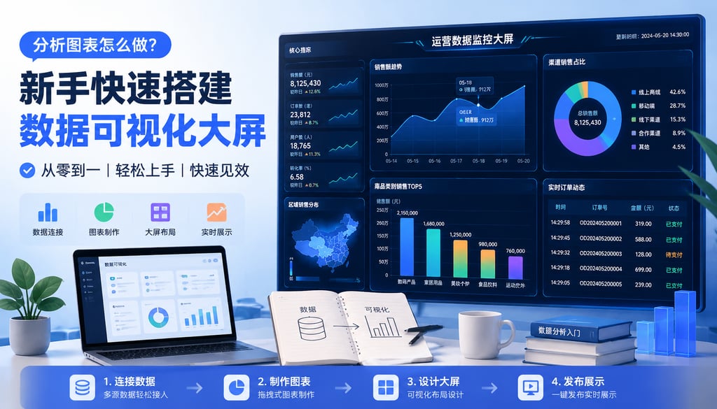 分析图表怎么做？新手快速搭建数据可视化大屏