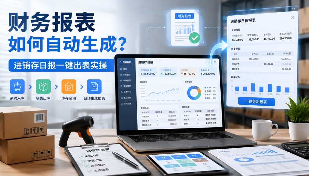 财务报表如何自动生成？进销存日报一键出表实操