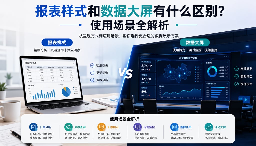 报表样式和数据大屏有什么区别？使用场景全解析