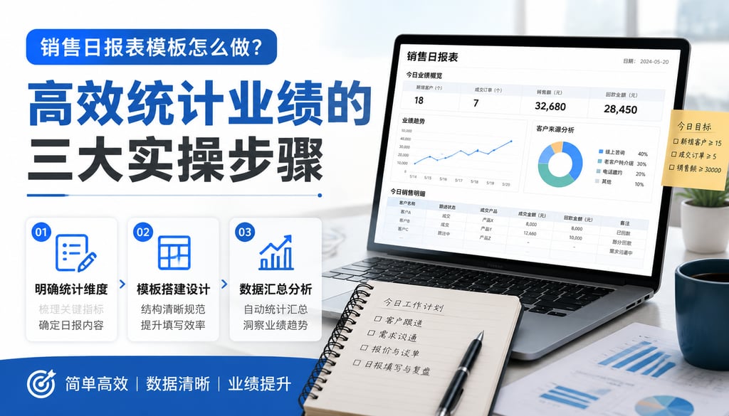 销售日报表模板怎么做？高效统计业绩的三大实操步骤