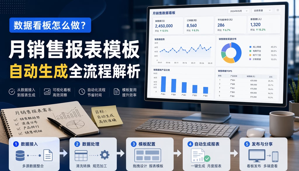 数据看板怎么做？月销售报表模板自动生成全流程解析